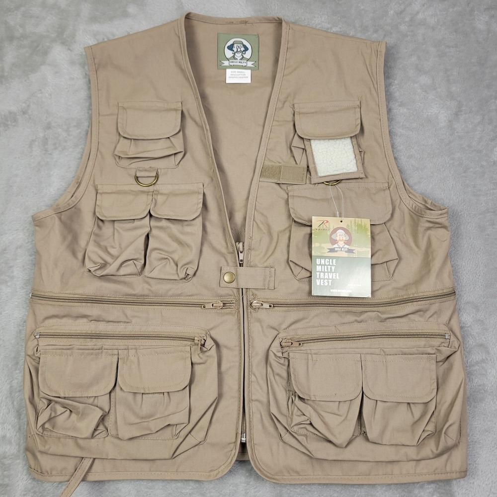 Rotnco Uncle Milty Travel Vest Size Small Beige 17 Pockets Cotton Poly Blend NWT